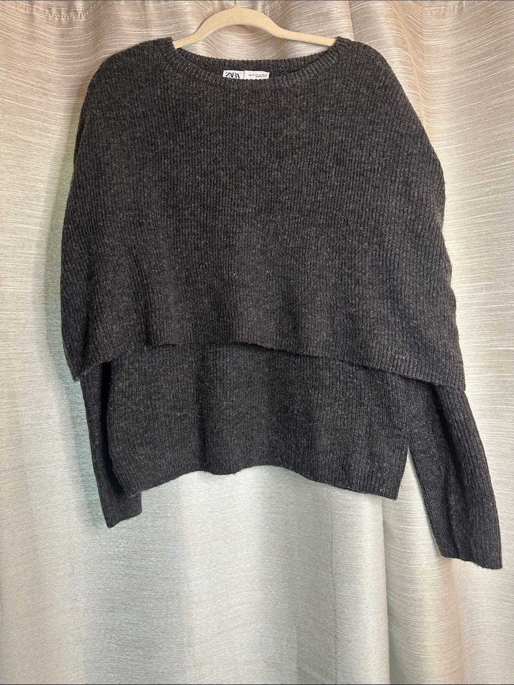 ZARA Dark Charcoal Layered Knit jumper